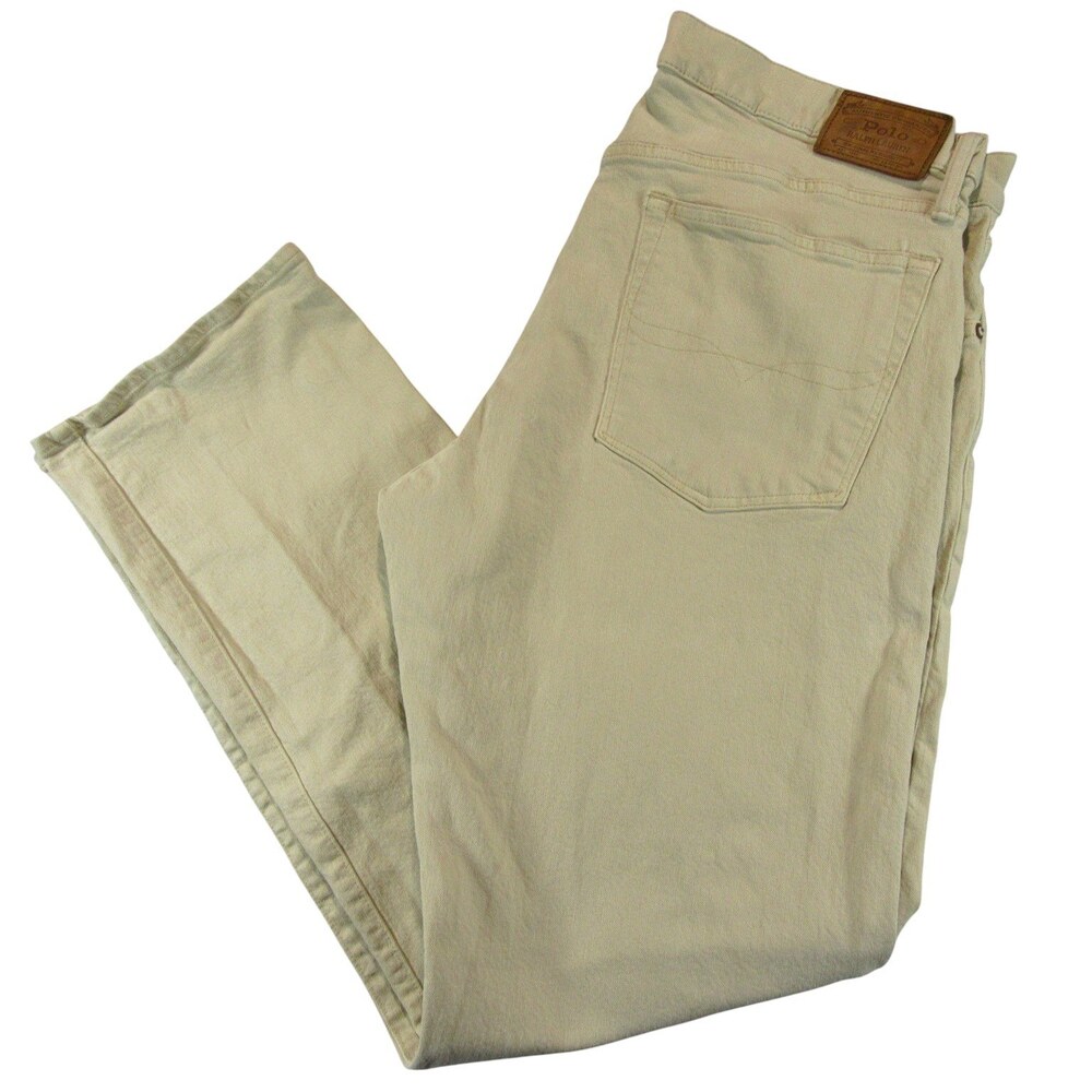 Polo Ralph Lauren Mens Jeans 36 x 34 Classic Fit Cream Stretch Cotton Pocket